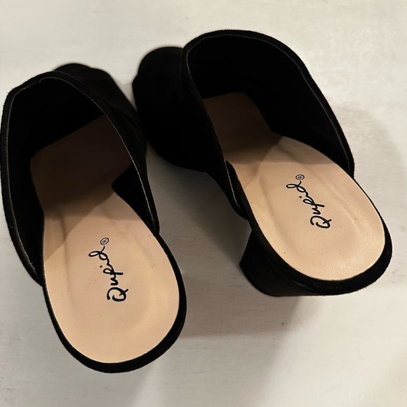 Qupid Open Toe Mules Velvet Black Size 9 - Picture 6 of 12